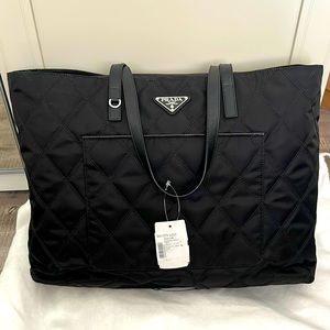 Prada Nylon Quilted Shopping Tote Black